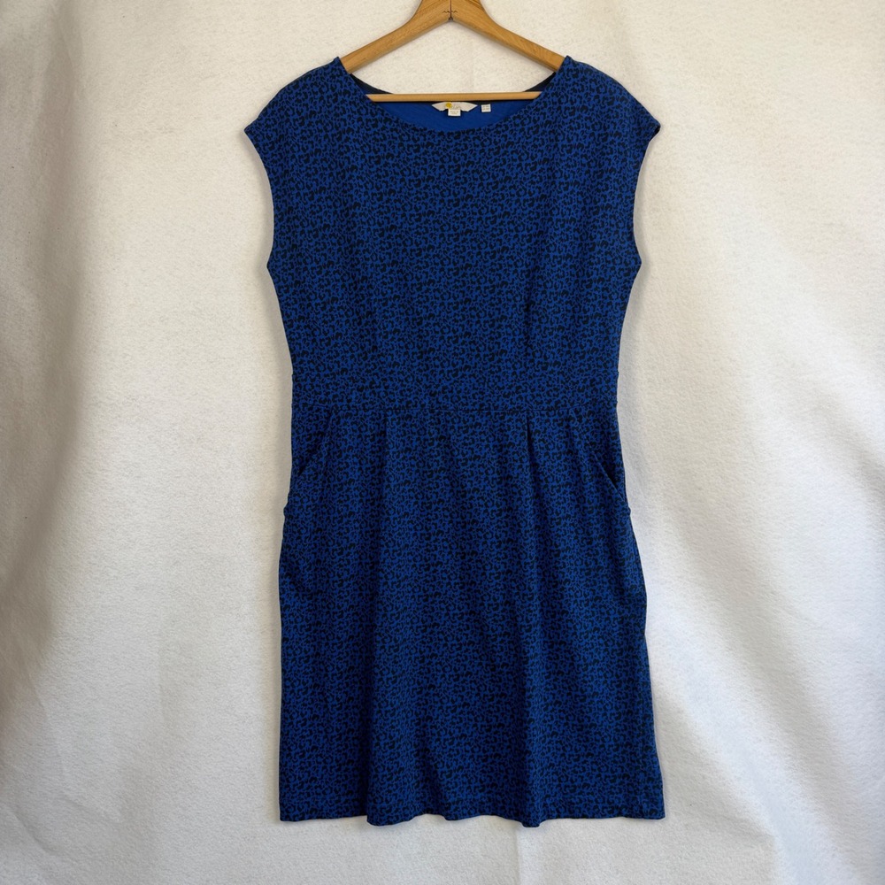 Boden‎ Florrie Jersey Dress Phoebe Blue Leopard Print Dress Pockets US 14R - Picture 8 of 13